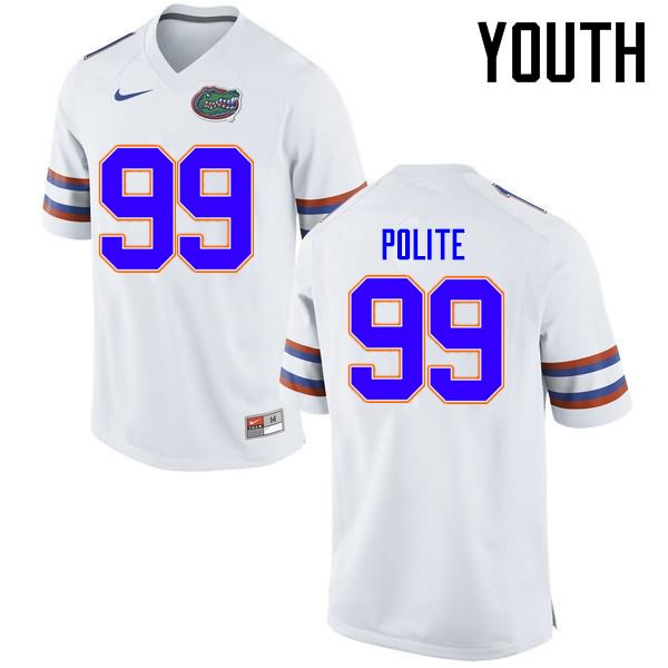 NCAA Florida Gators Jachai Polite Youth #99 Nike White Stitched Authentic College Football Jersey KRC5164CV